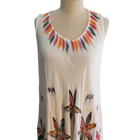 SR Fashion Women's Free Size Colorful Floral Embroidered Sleeveless‎ Dress New - Picture 1 of 9